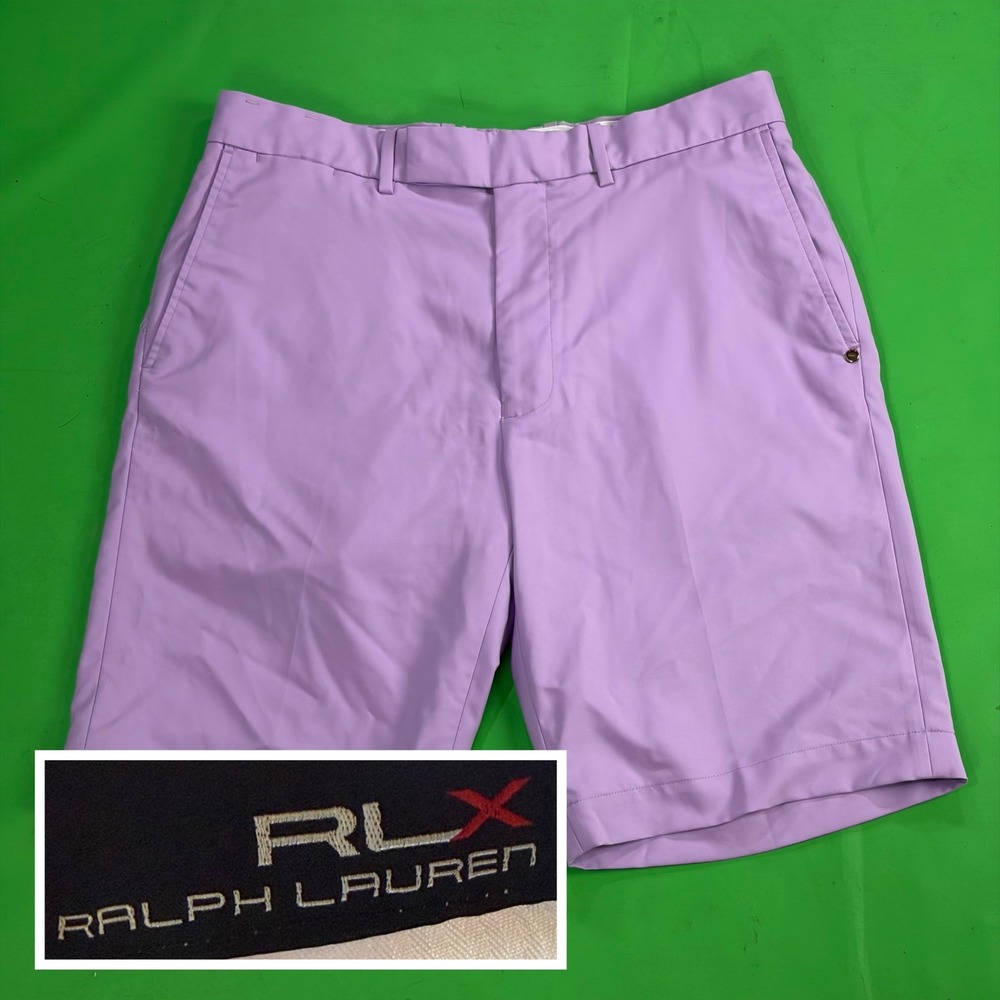 RLX Ralph Lauren Performance Golf Shorts Mens 32 Purple Flat Front Polyester NEW